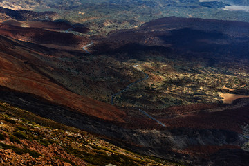 Fototapeta premium Volcano Teide and lava scenery in Teide National Park, Rocky volcanic landscape of the caldera of Teide national park in Tenerife, Canary Islands, Spain