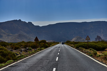 Volcano Teide and lava scenery in Teide National Park, Rocky volcanic landscape of the caldera of Teide national park in Tenerife, Canary Islands, Spain
