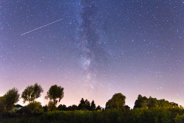 Milky way stars sky rural landscape