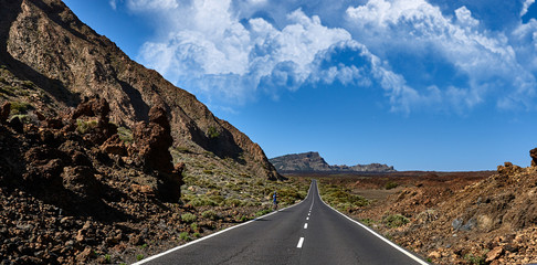 Obraz premium Tenerife, Spain - 16 november 2015: Volcano Teide and lava scenery in Teide National Park, Rocky volcanic landscape of the caldera of Teide national park in Tenerife, Canary Islands, Spain