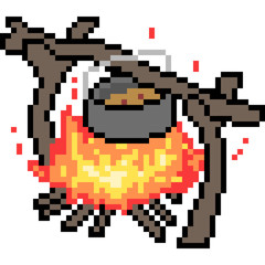 vector pixel art bonfire