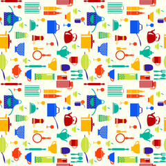 background with icons of kitchen ware and utensils