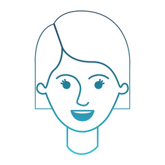 female face with short hair in degraded blue silhouette vector illustration