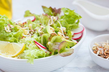 Green vegetable salad with sprouts