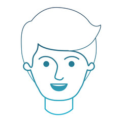 male face with side part hairstyle in degraded blue silhouette vector illustration