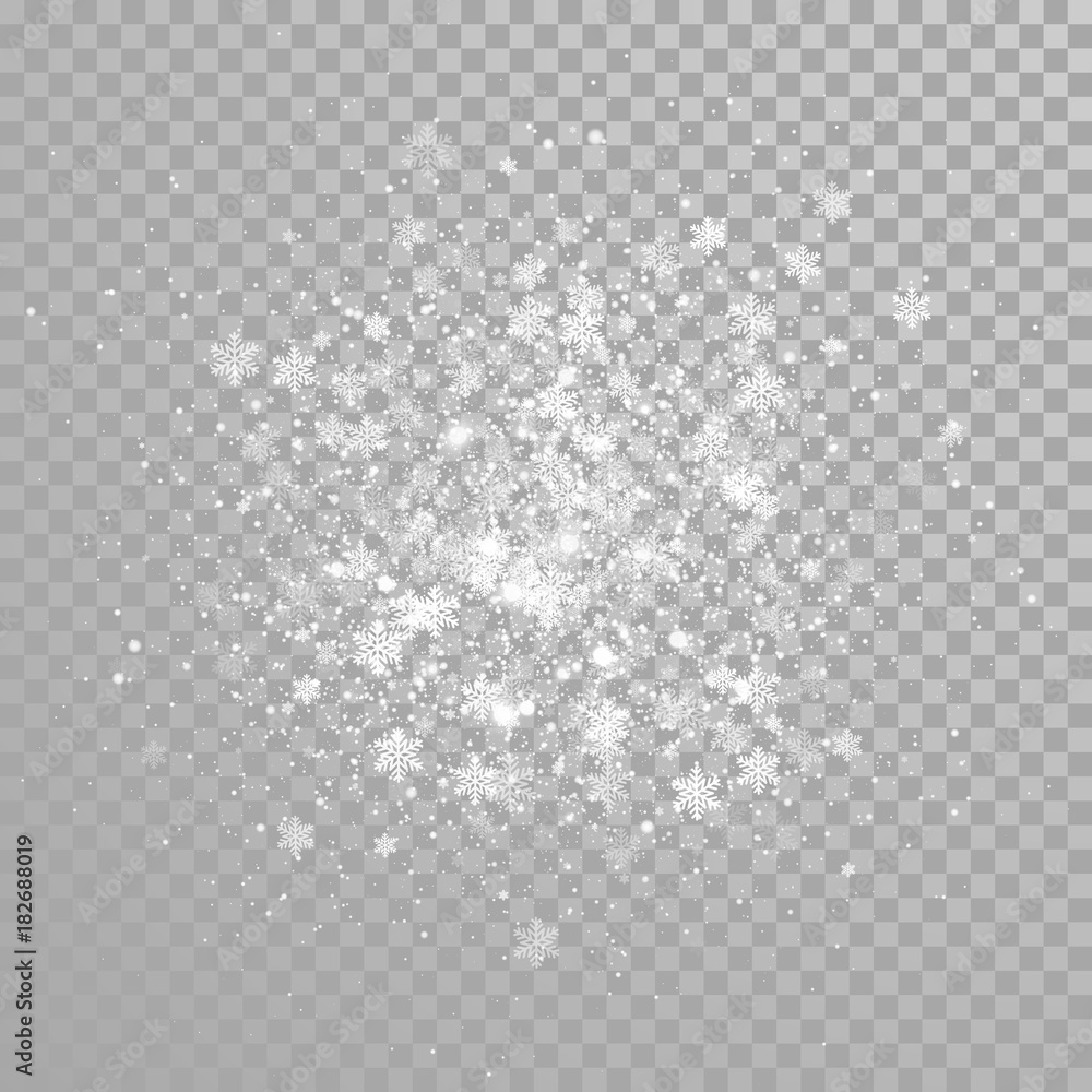 Aufkleber christmas snow falling or sparkling snowflakes glitter confetti firework on white transparent backgr