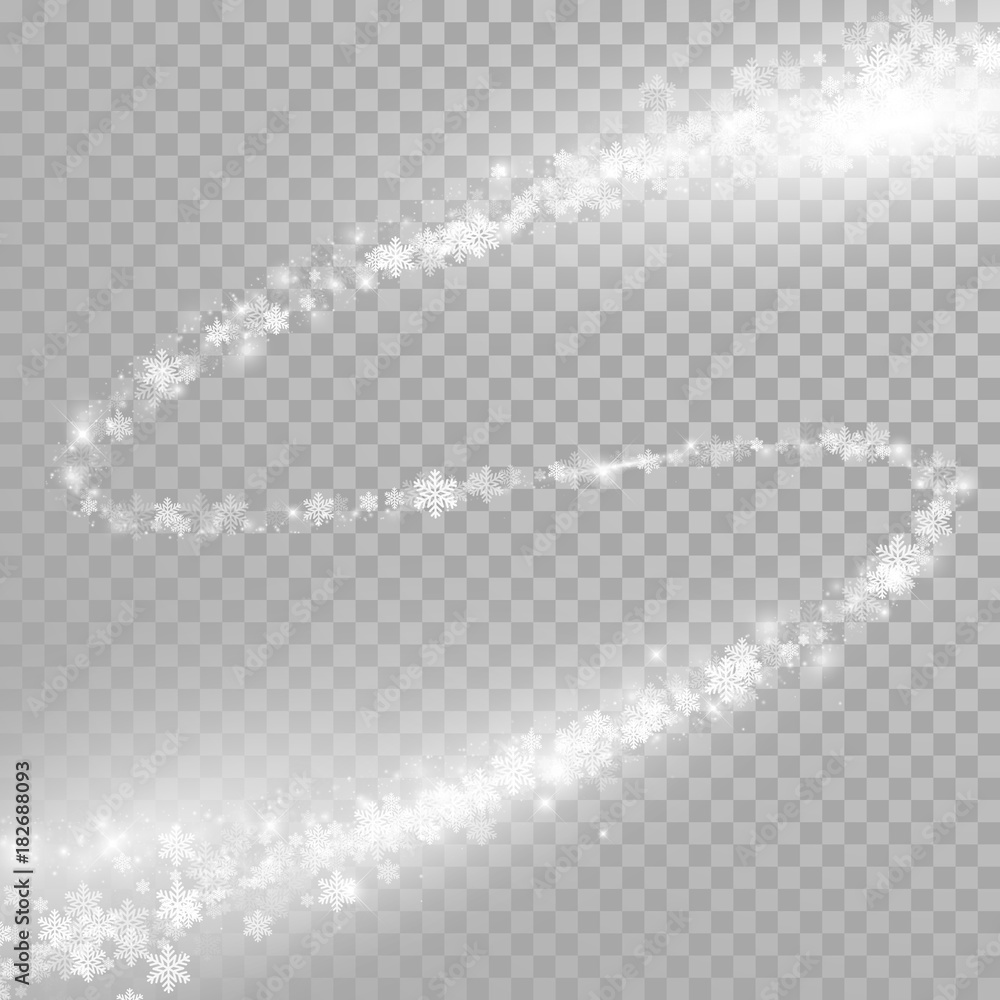 Aufkleber christmas snowflakes glitter trail with sparkling light effect swirl on white transparent background