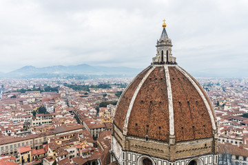 Fototapeta na wymiar Florence, ITALY - October, 2017: Florence or Firenze aerial Florence Duomo. Basilica di Santa Maria del Fiore in Florence, Italy. Florence Duomo is one of main landmarks in Florence