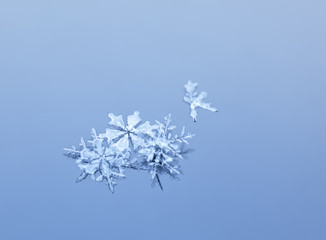 Macro of snow on glass