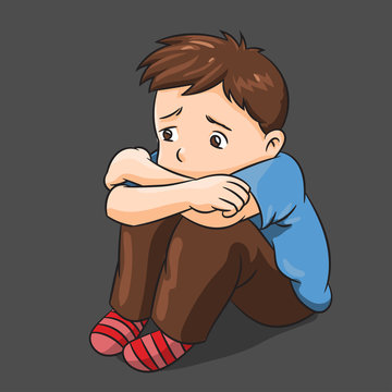 Cartoon Lonely Boy - Vector Illustration Stock Vector | Adobe Stock