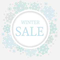 Winter Sale graphic with snowflakes