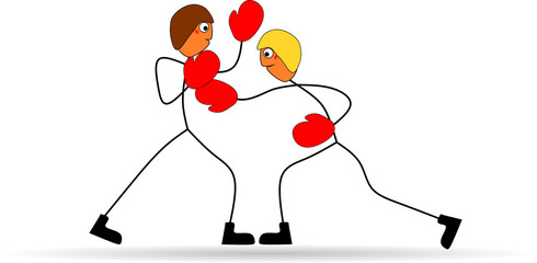 Strichmännchen beim Boxen