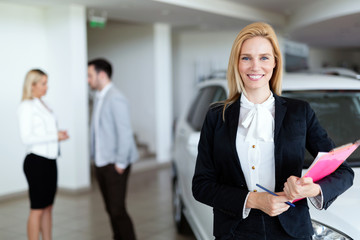 Picture of professional salesperson working in car dealership