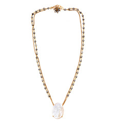 Golden chain necklace with pendent on the white background