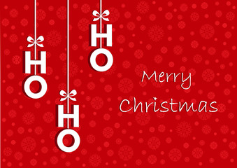 hohoho white text on the christmas greeting card, horizontal vector illustration