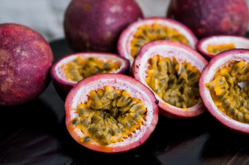 passion fruit cut into two halves