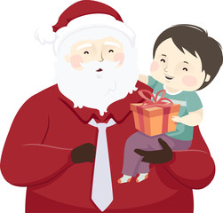Santa Claus Kid Gift Illustration