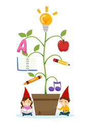 Stickman Kids Gnome Plant Education Illustration