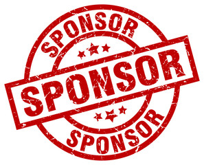 sponsor round red grunge stamp