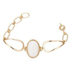 Gold bracelets with gemstone isolated on white background