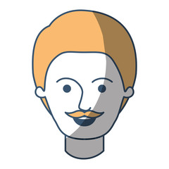 male face with short hair and moustache in color sections silhouette vector illustration