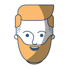 male face with beard and side parted hairstyle in color sections silhouette vector illustration