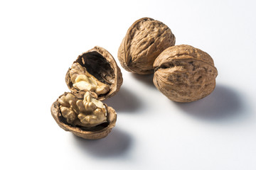 Whole and open walnut and kernel