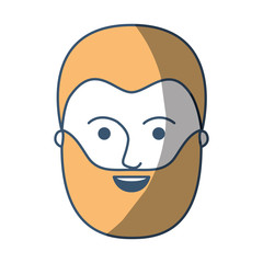 male face with short hair and full beard in color sections silhouette vector illustration