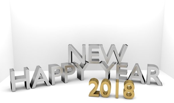 Happy New Year 2018 3D text