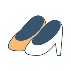 heel shoes in color sections silhouette on white background vector illustration