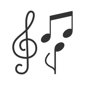 Treble clef and musical notes glyph icon