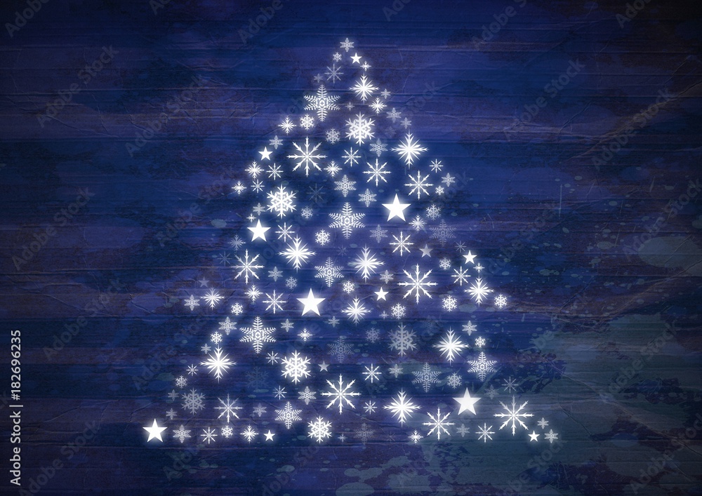 Poster snowflake christmas tree pattern shape