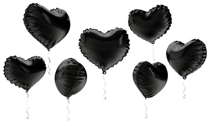 3d rendered heart black  foil balloons