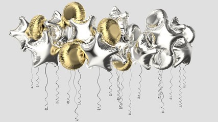3d rendered foil balloons