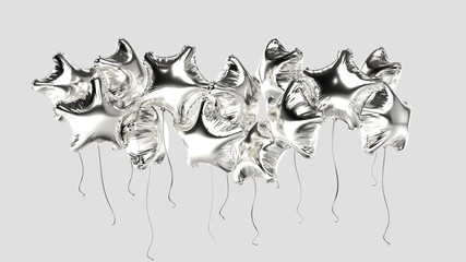 3d rendered star foil balloons