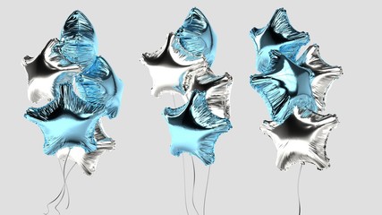 3d rendered star foil balloons