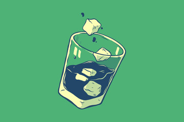 Vector whiskey illustration. Hand drawn sign. Good for leaflets, cards, posters, prints, menu.