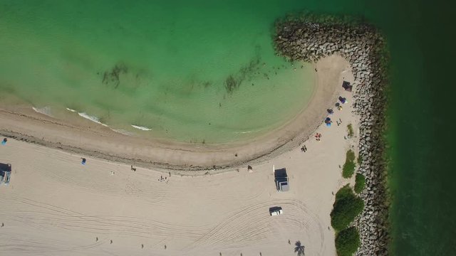 Footage	search Top view freeze Aerial footage of the morning Haulover Beach, Miami, Florida. 4K Ultra HD