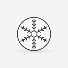 Snowflake in circle vector outline icon