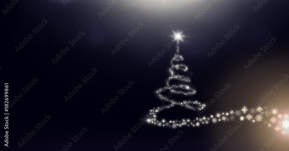 Poster snowflake christmas tree pattern shape glowing