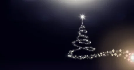 Papier Peint photo autocollant Lumière et ombre Forme de modèle d& 39 arbre de Noël de flocon de neige incandescent