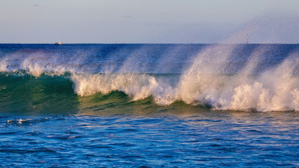 Naklejka premium Beautiful Blue Ocean Wave in Costa Brava coastal in Spain