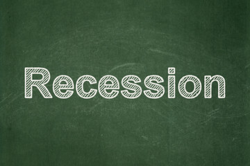 Finance concept: text Recession on Green chalkboard background