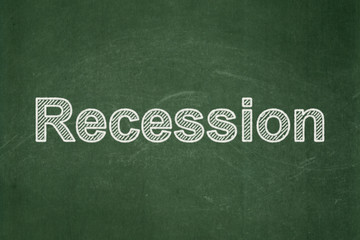 Obraz premium Finance concept: text Recession on Green chalkboard background