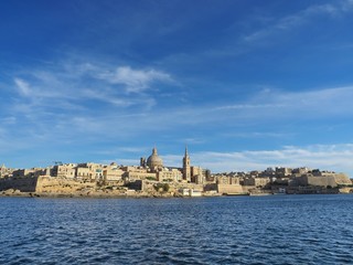 Fototapeta na wymiar View with Valleta city in Malta 
