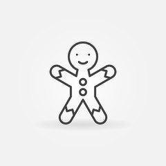 Gingerbread man cookie line vector icon