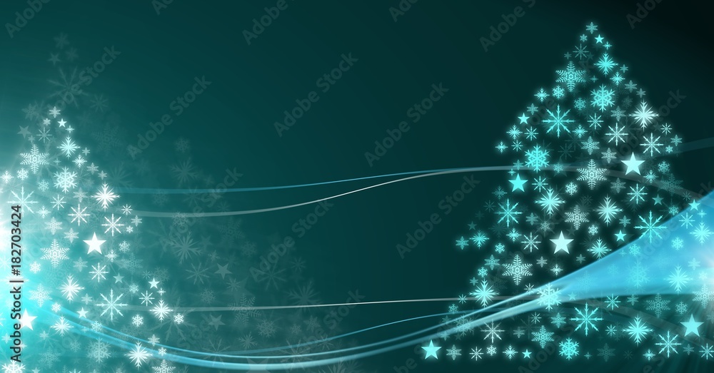 Poster snowflake christmas tree pattern shapes