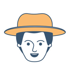 man face with hat and short hair in color sections silhouette vector illustration