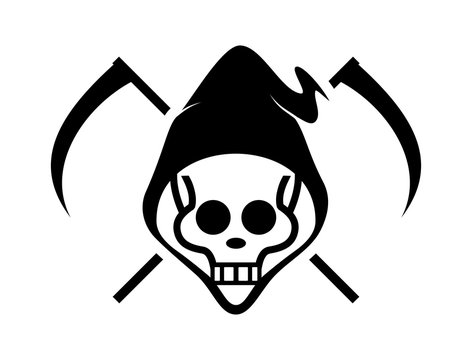 recommend clip art: Line Art Skull with Hood Decal and Sickle of Death Illustration Tattoo Logo 