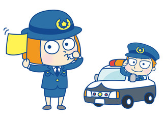 交通整理をする婦警さん